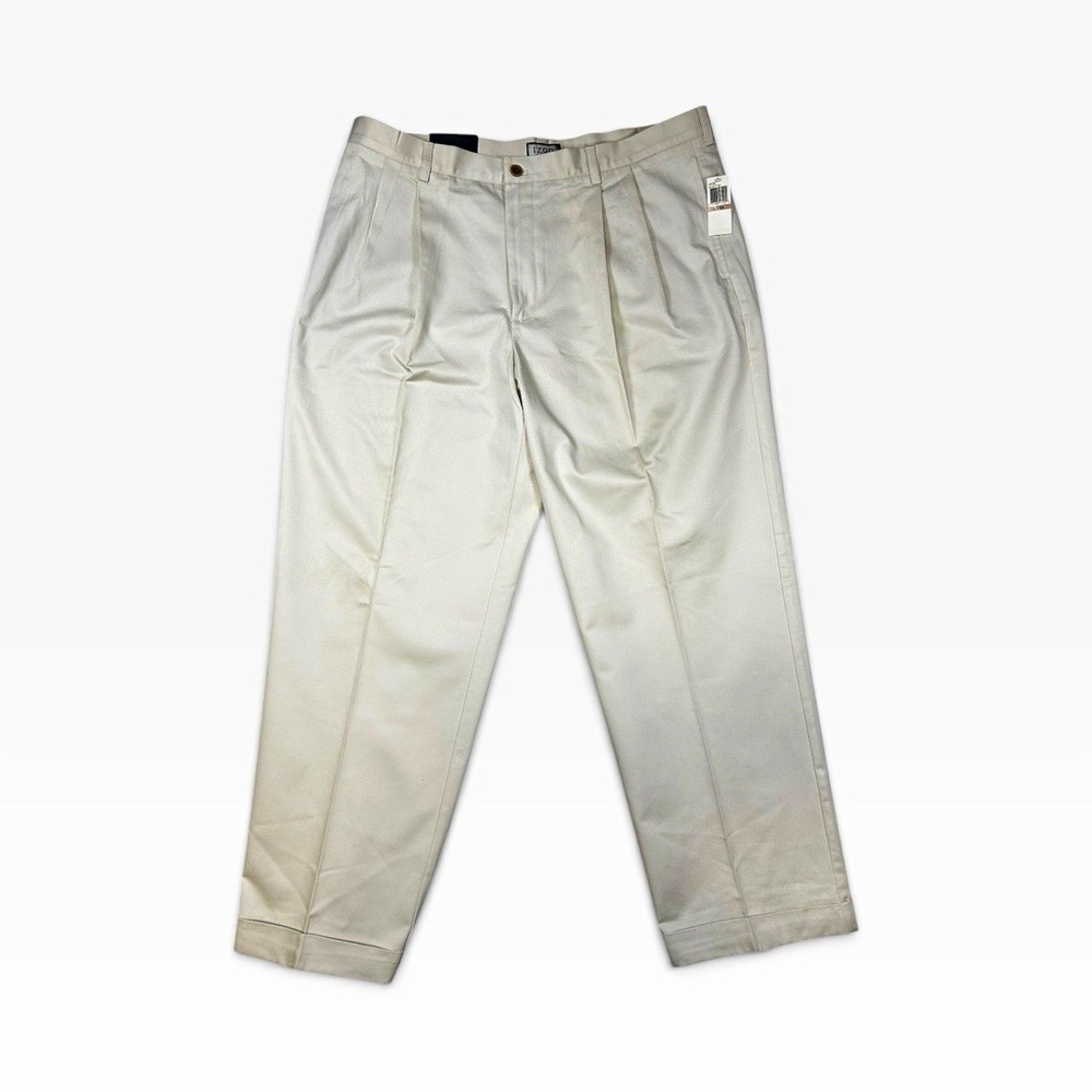 IZOD Men's Heritage Chino Wrinkle Resistant Double Pleated Cuffed Pants 42x32
